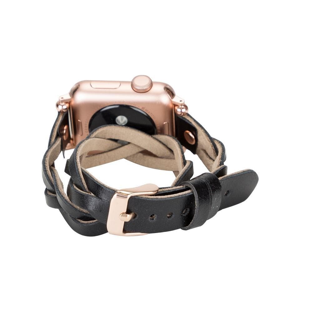 Peggy Ferro Leather Double Tour Apple Watch Band with Rose Gold Trok