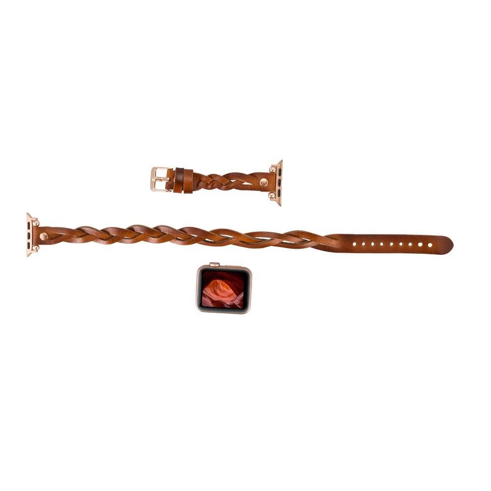 Peggy Ferro Leather Double Tour Apple Watch Band with Rose Gold Trok