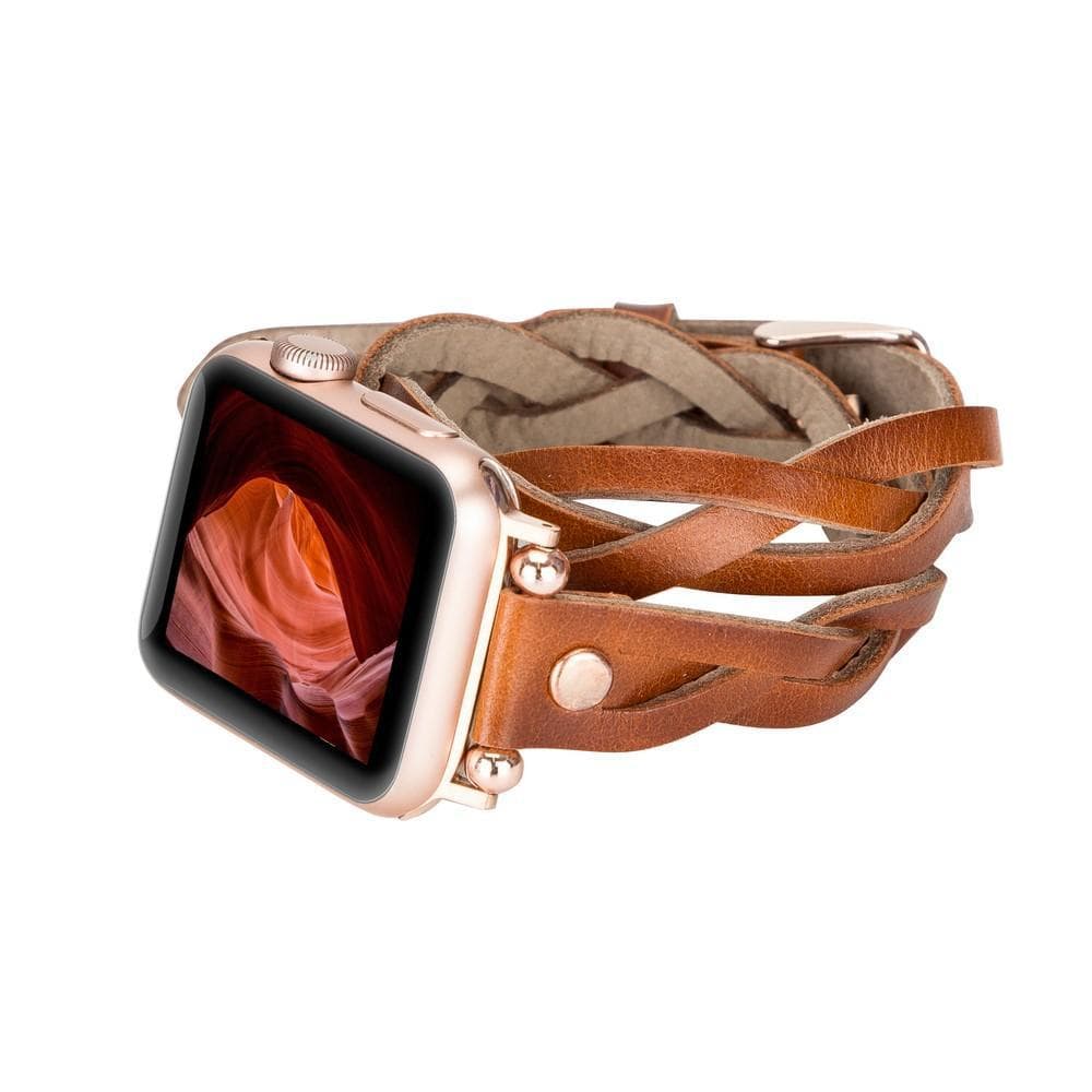 Peggy Ferro Leather Double Tour Apple Watch Band with Rose Gold Trok