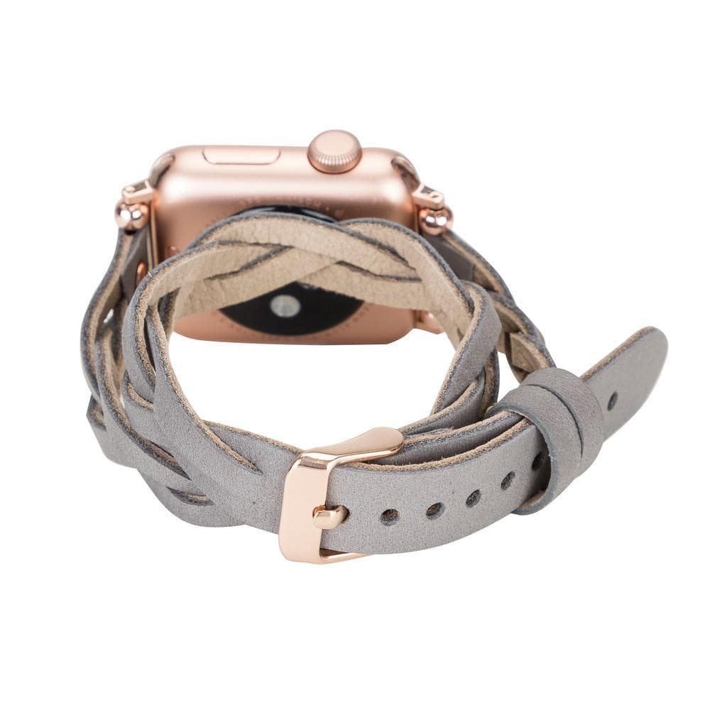 Peggy Ferro Leather Double Tour Apple Watch Band with Rose Gold Trok