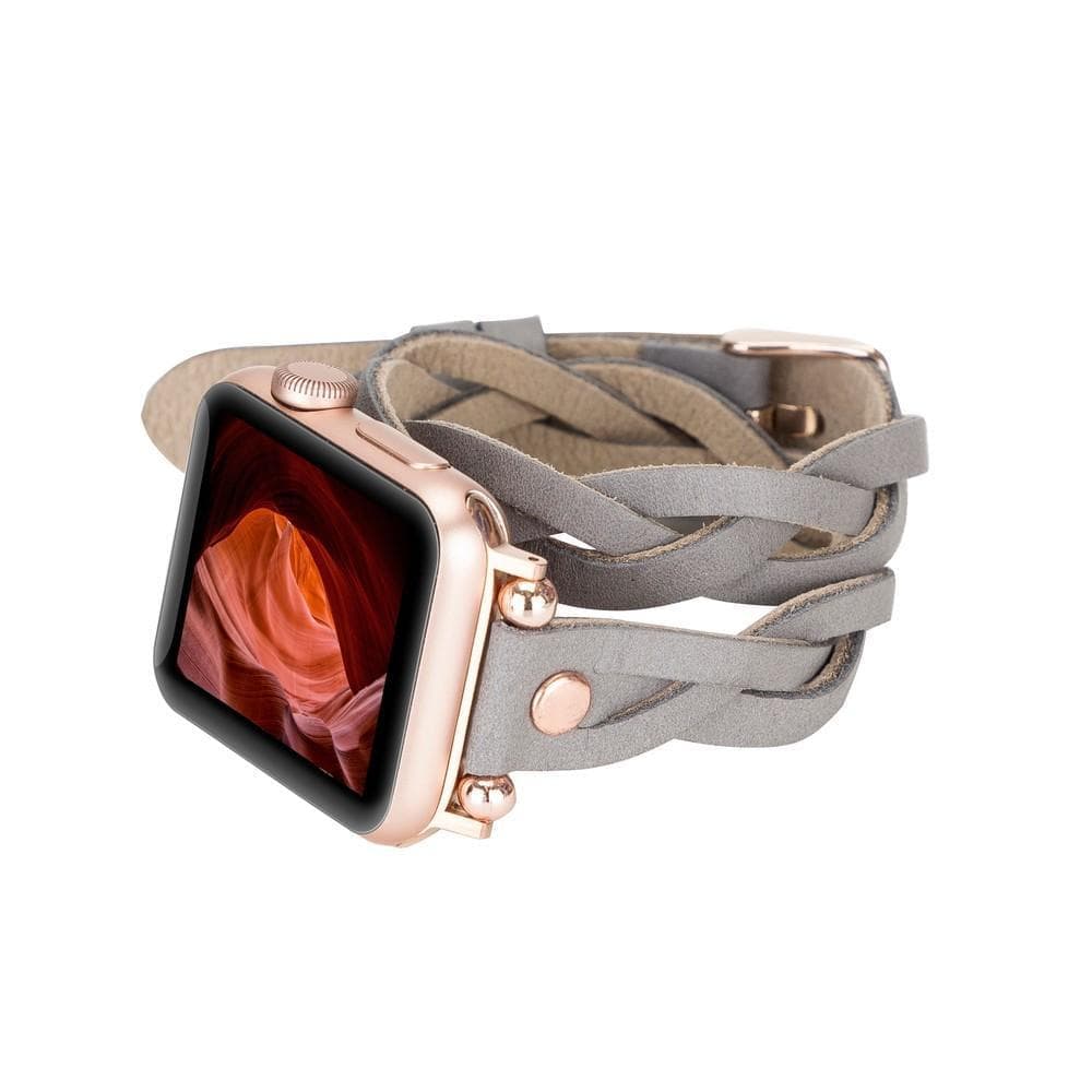 Peggy Ferro Leather Double Tour Apple Watch Band with Rose Gold Trok