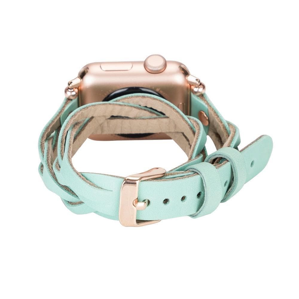 Peggy Ferro Leather Double Tour Apple Watch Band with Rose Gold Trok