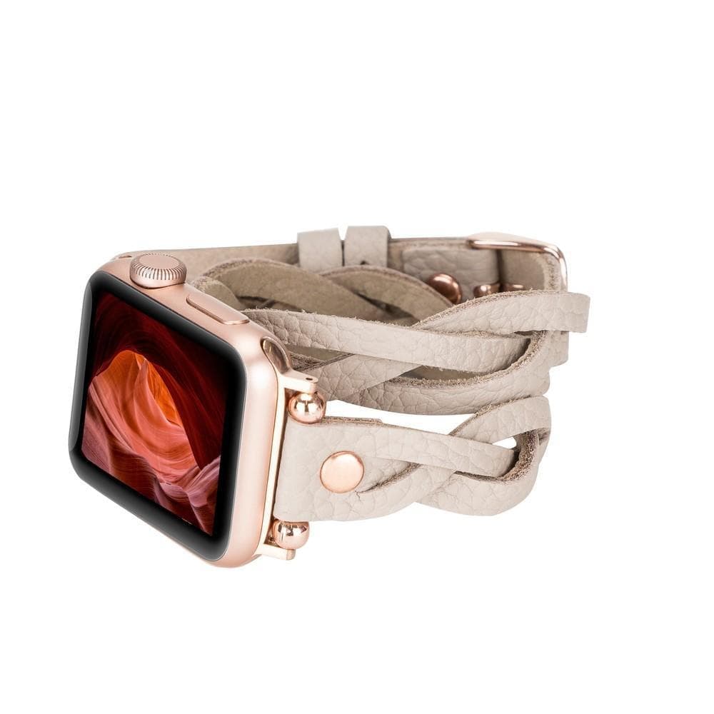 Peggy Ferro Leather Double Tour Apple Watch Band with Rose Gold Trok