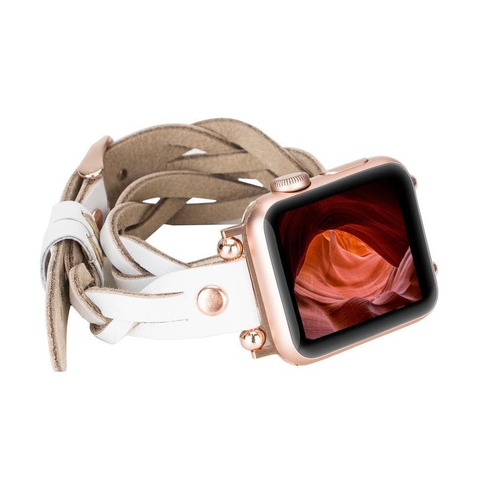 Peggy Ferro Leather Double Tour Apple Watch Band with Rose Gold Trok