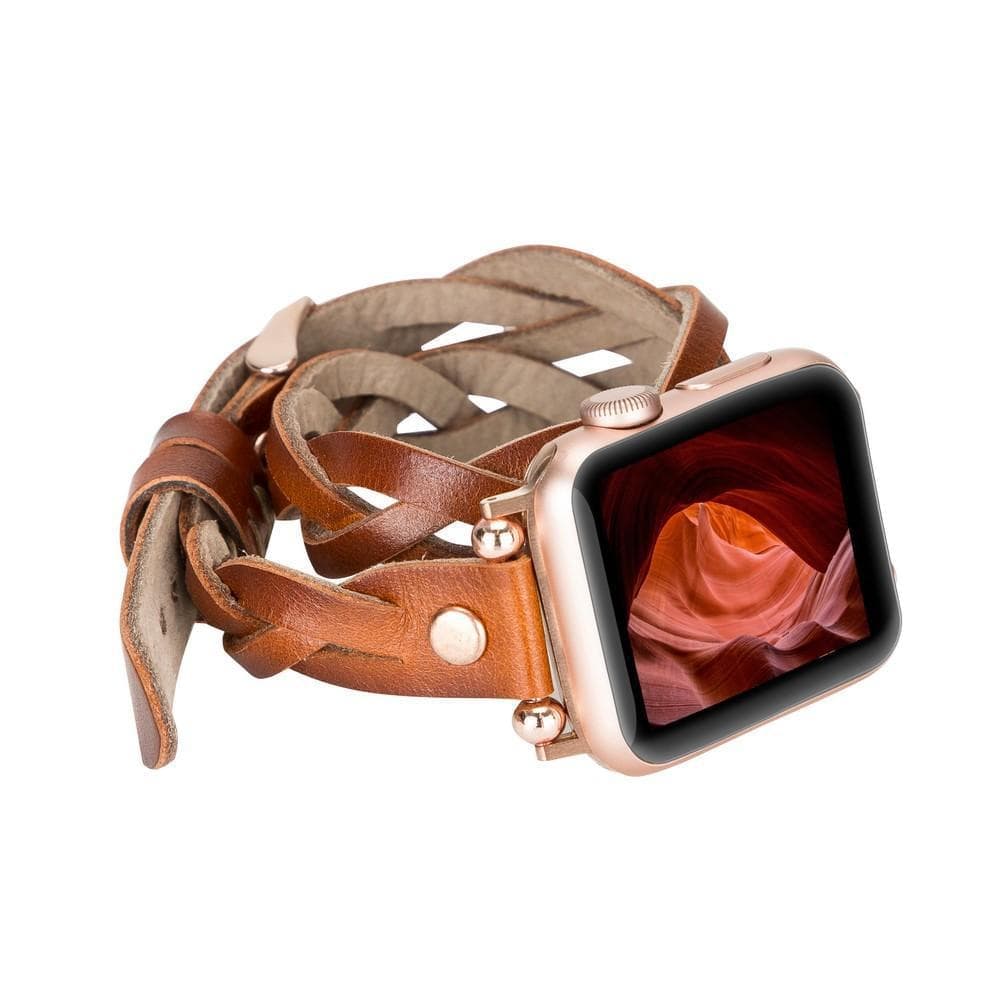 Peggy Ferro Leather Double Tour Apple Watch Band with Rose Gold Trok