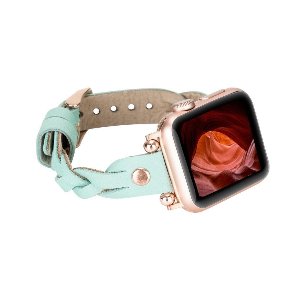 Wanda Braided Leather Apple Watch Band with Rose Gold Trok