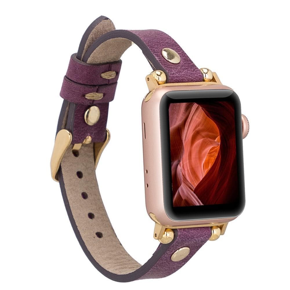 Ferro Leather Apple Watch Band with Gold Trok