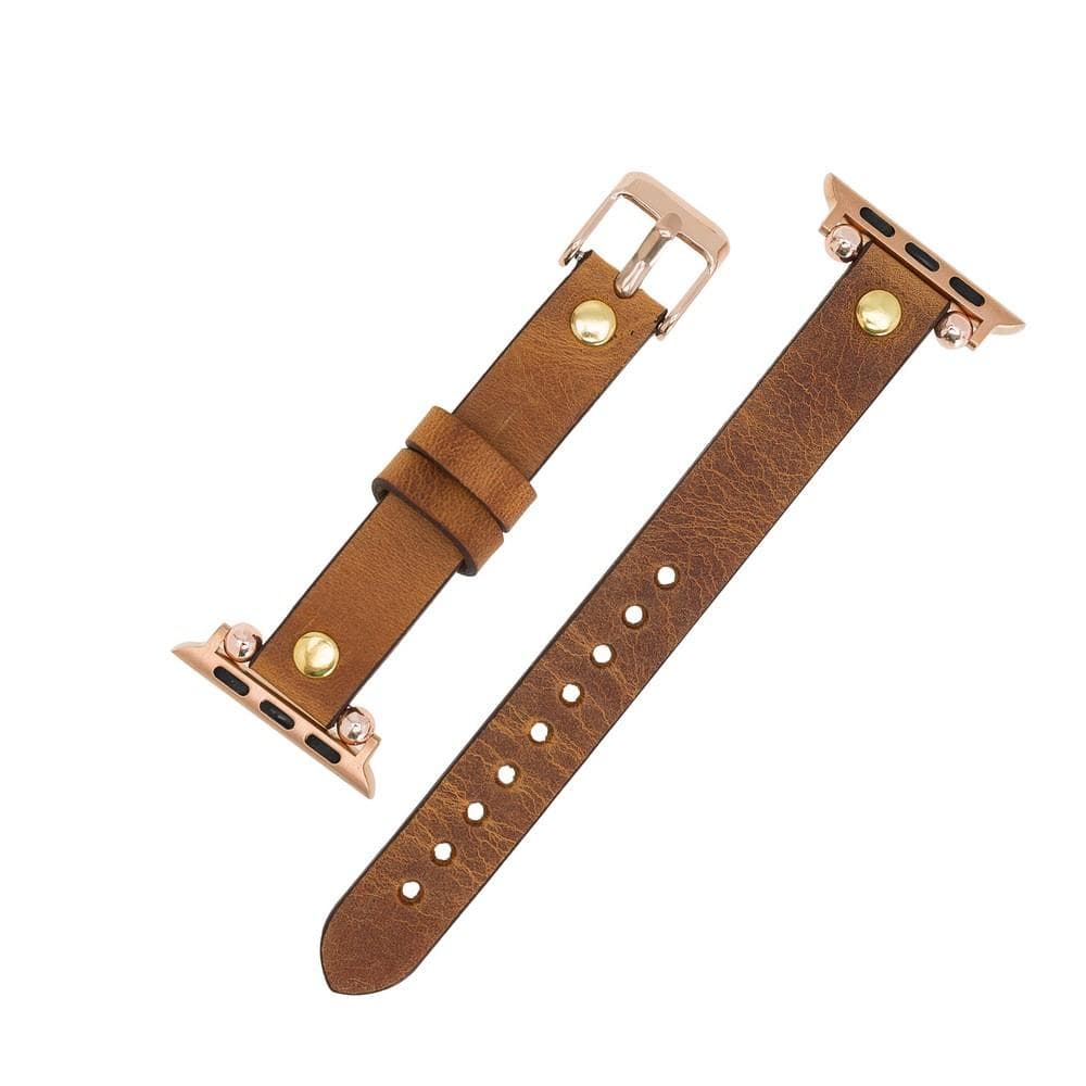 Ferro Leather Apple Watch Band with Gold Trok