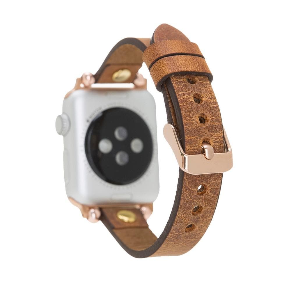 Ferro Leather Apple Watch Band with Gold Trok