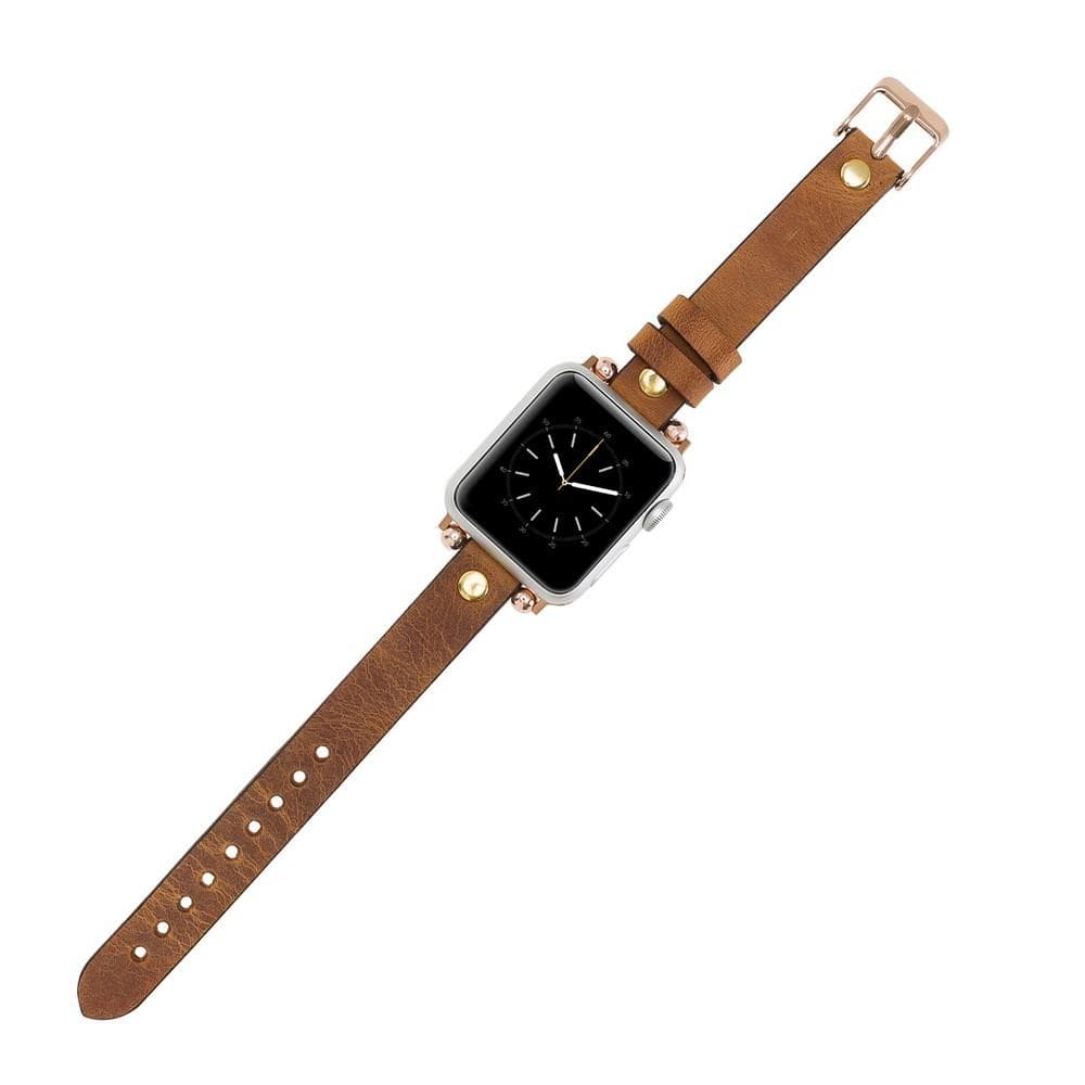 Ferro Leather Apple Watch Band with Gold Trok