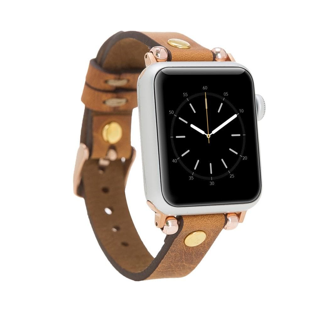 Ferro Leather Apple Watch Band with Gold Trok