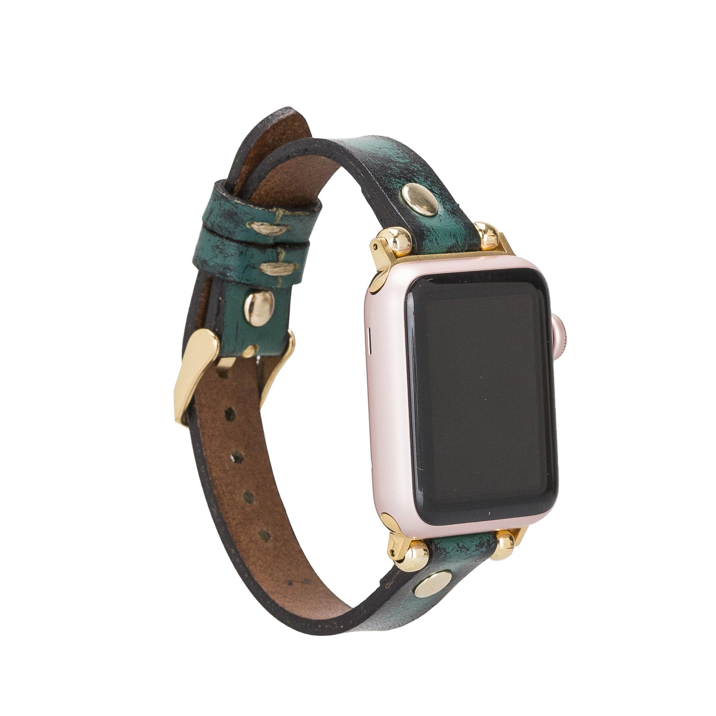 Ferro Leather Apple Watch Band with Gold Trok