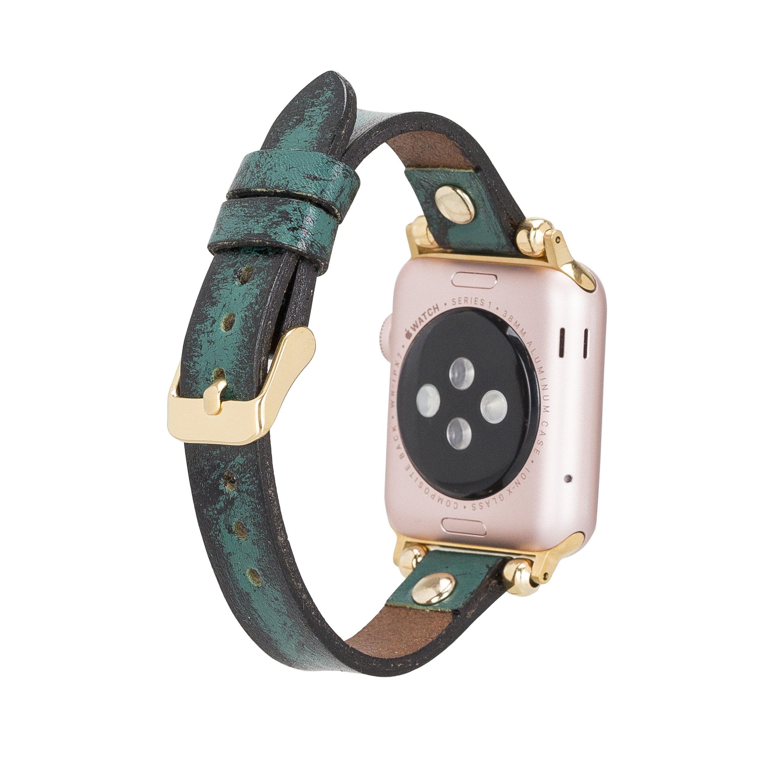 Ferro Leather Apple Watch Band with Gold Trok
