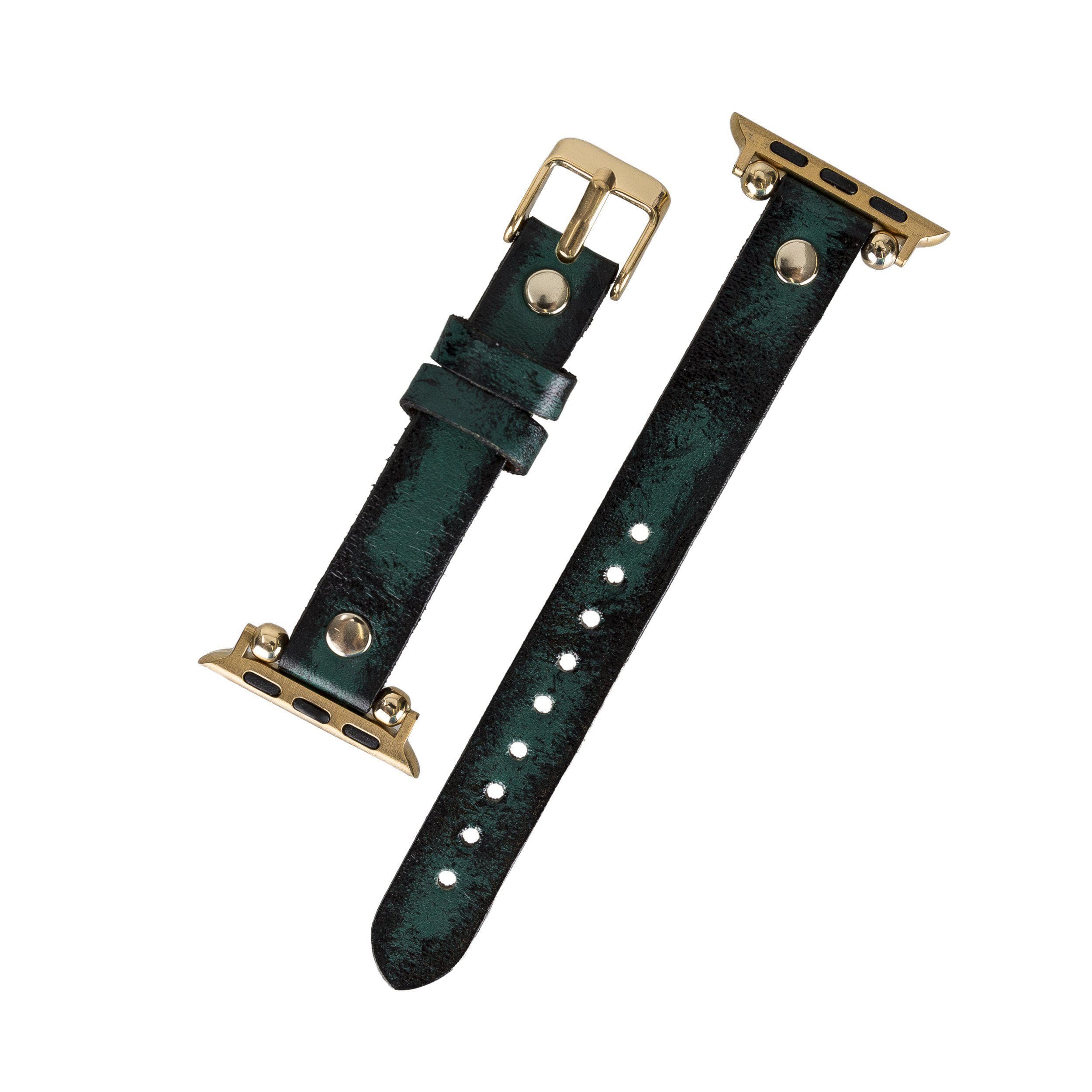 Ferro Leather Apple Watch Band with Gold Trok