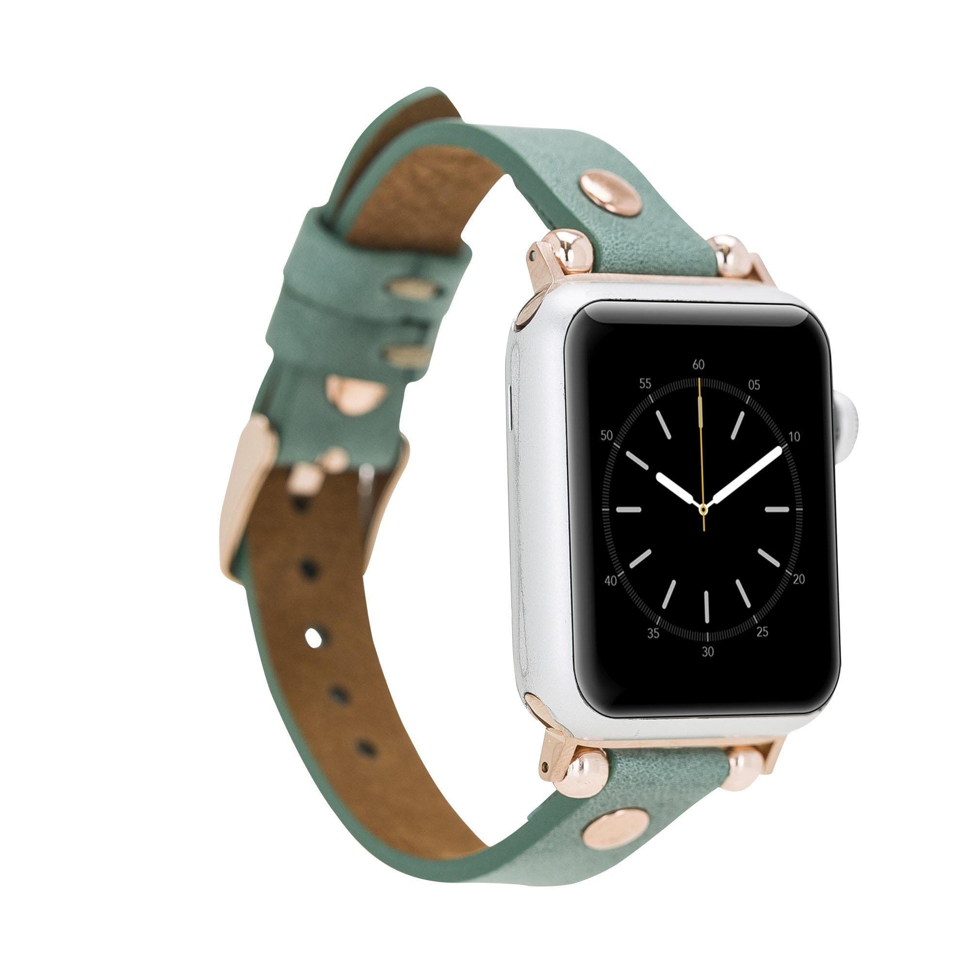 Ferro Leather Apple Watch Band with Rose Gold Trok