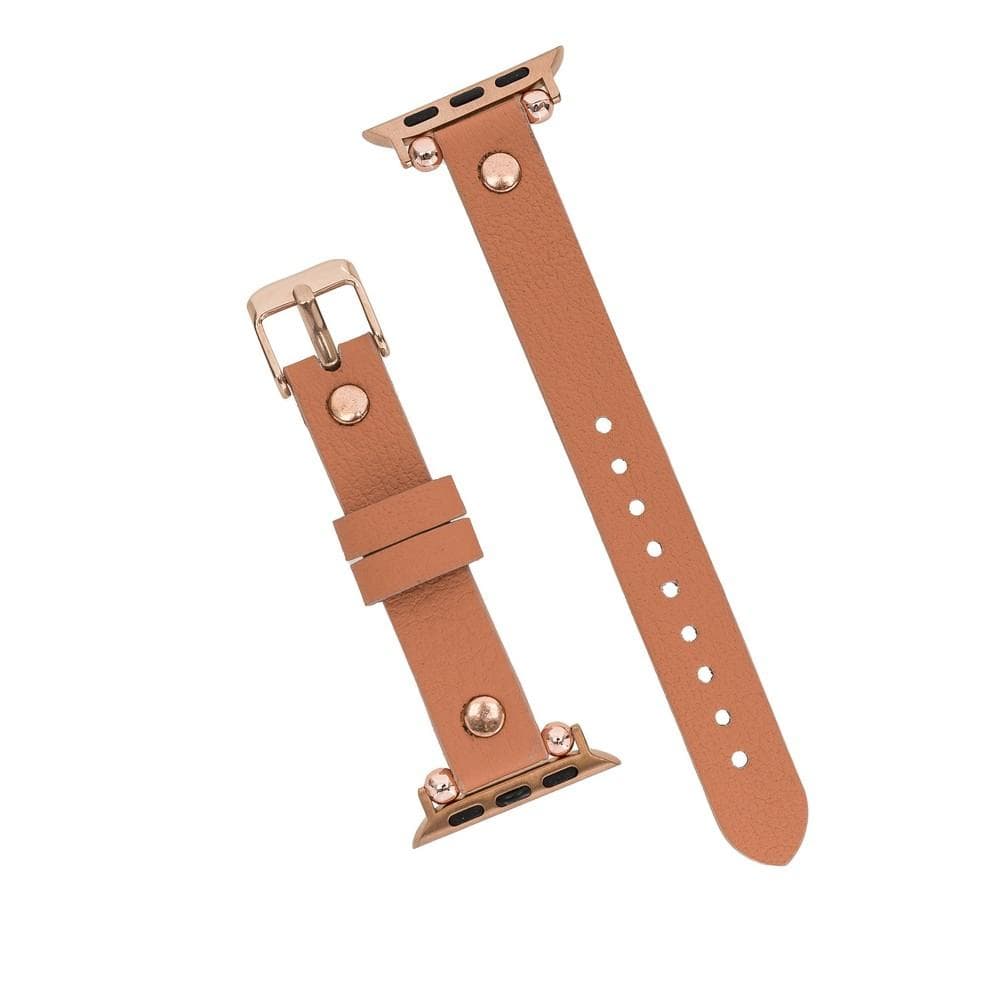 Ferro Leather Apple Watch Band with Rose Gold Trok