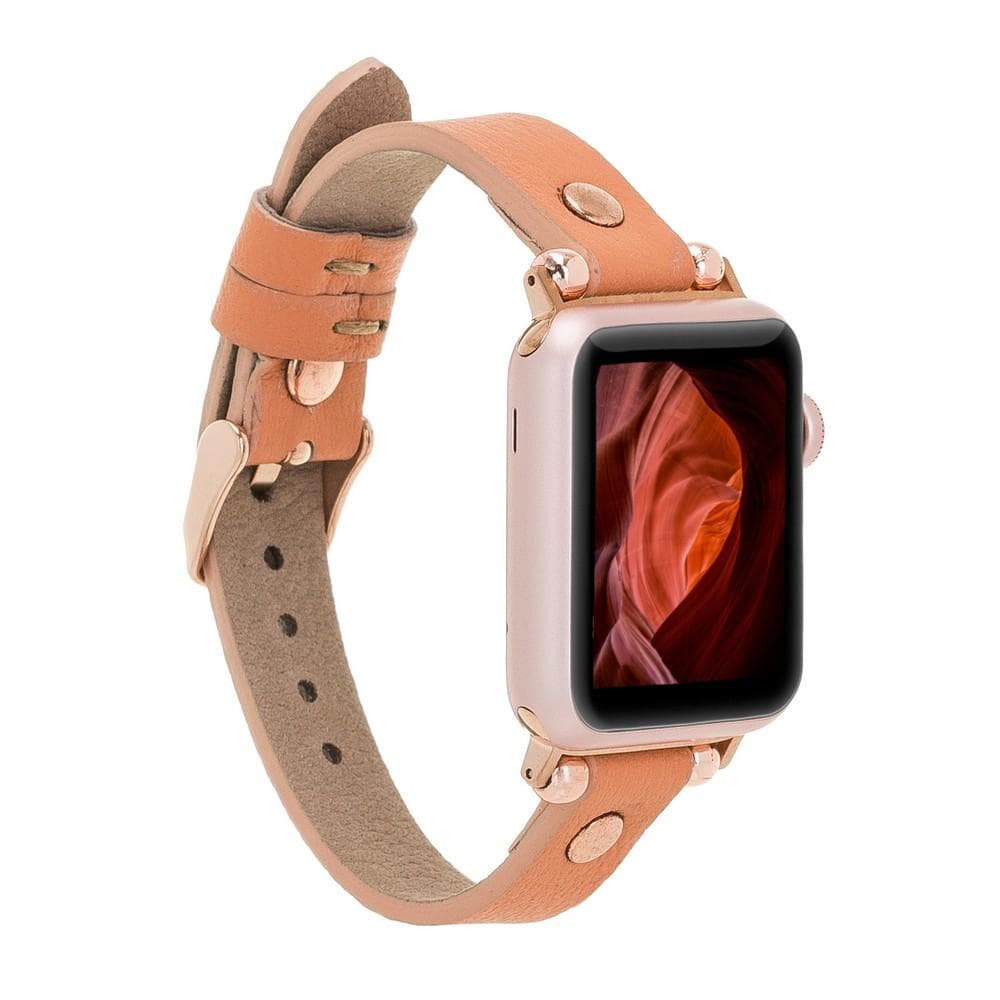 Ferro Leather Apple Watch Band with Rose Gold Trok