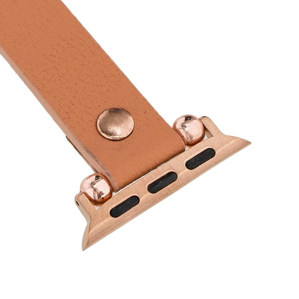 Ferro Leather Apple Watch Band with Rose Gold Trok