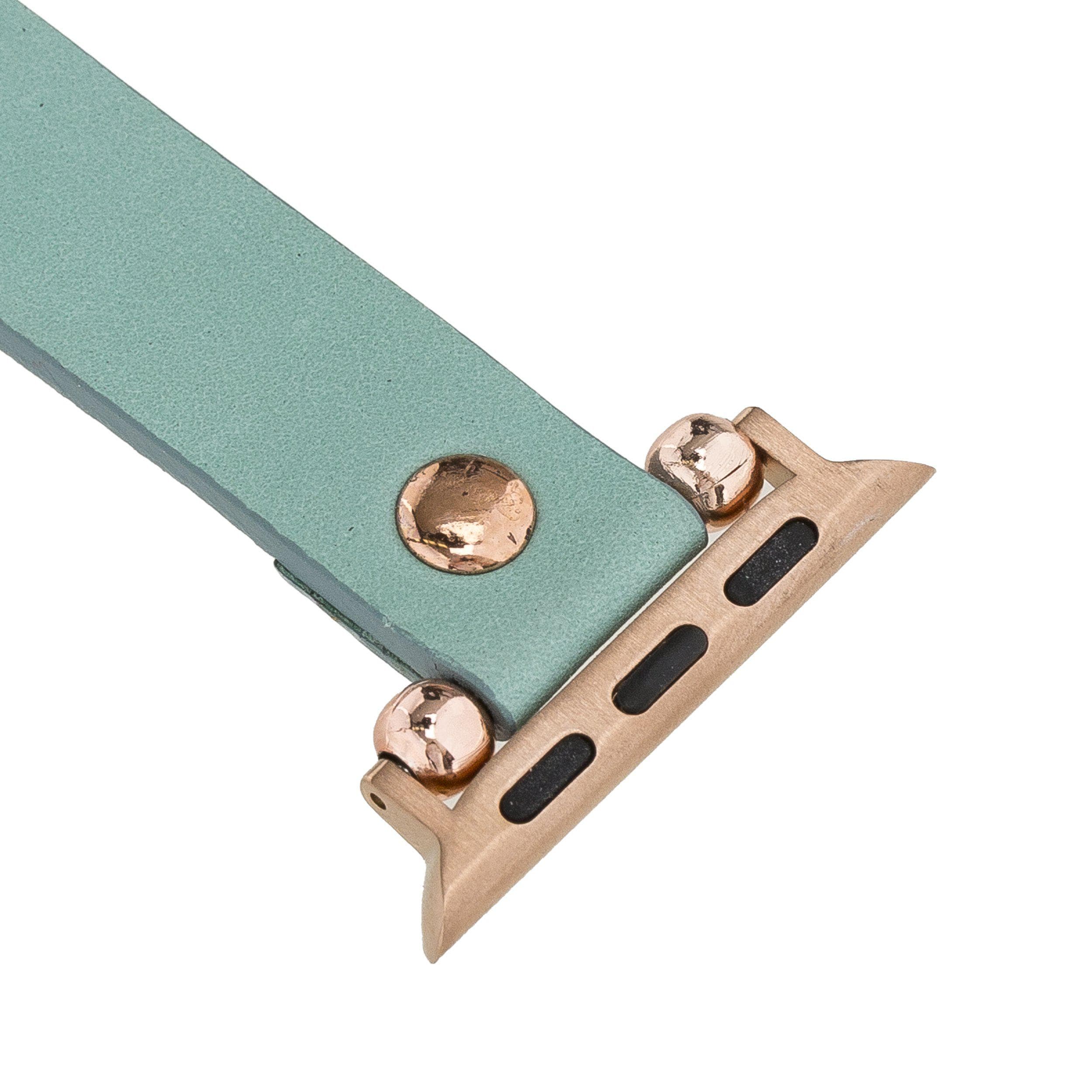 Ferro Leather Apple Watch Band with Rose Gold Trok