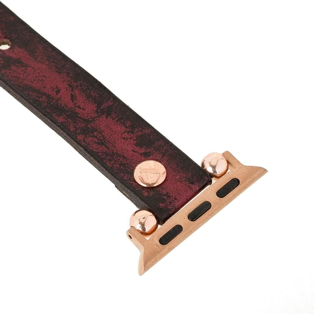 Ferro Leather Apple Watch Band with Rose Gold Trok