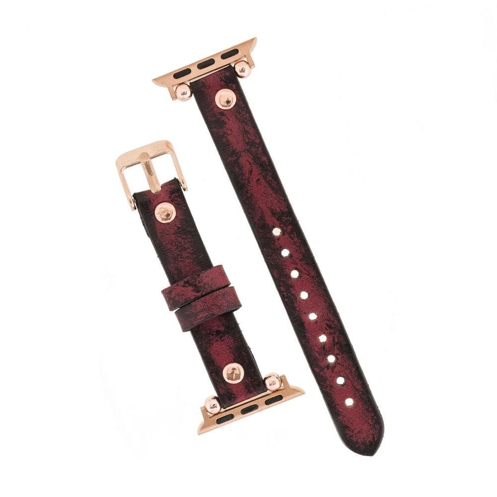 Ferro Leather Apple Watch Band with Rose Gold Trok