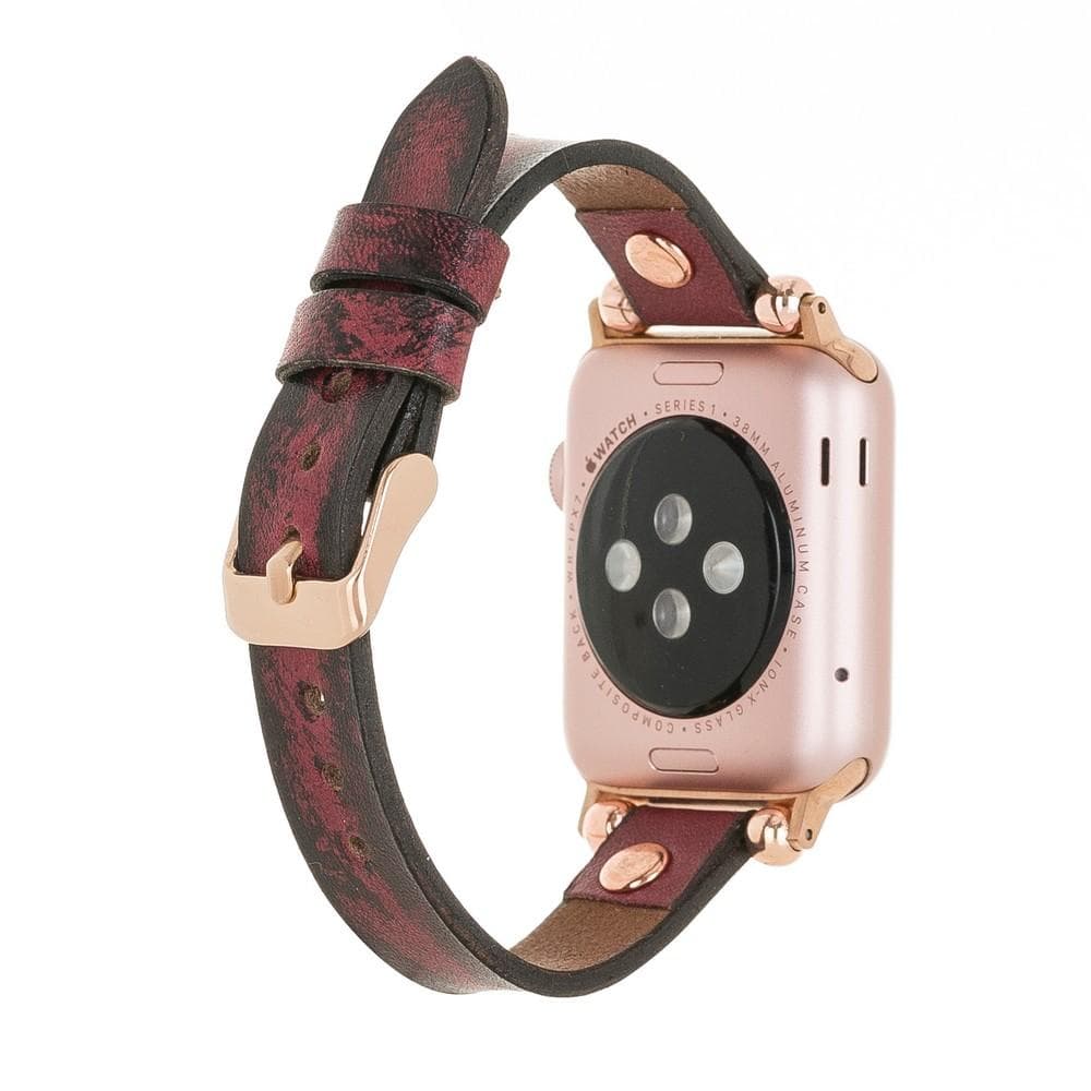 Ferro Leather Apple Watch Band with Rose Gold Trok