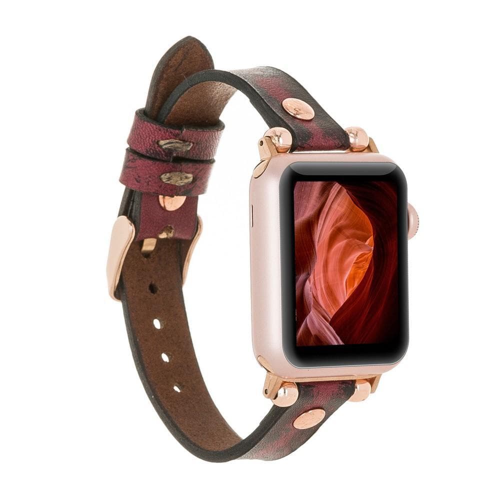 Ferro Leather Apple Watch Band with Rose Gold Trok