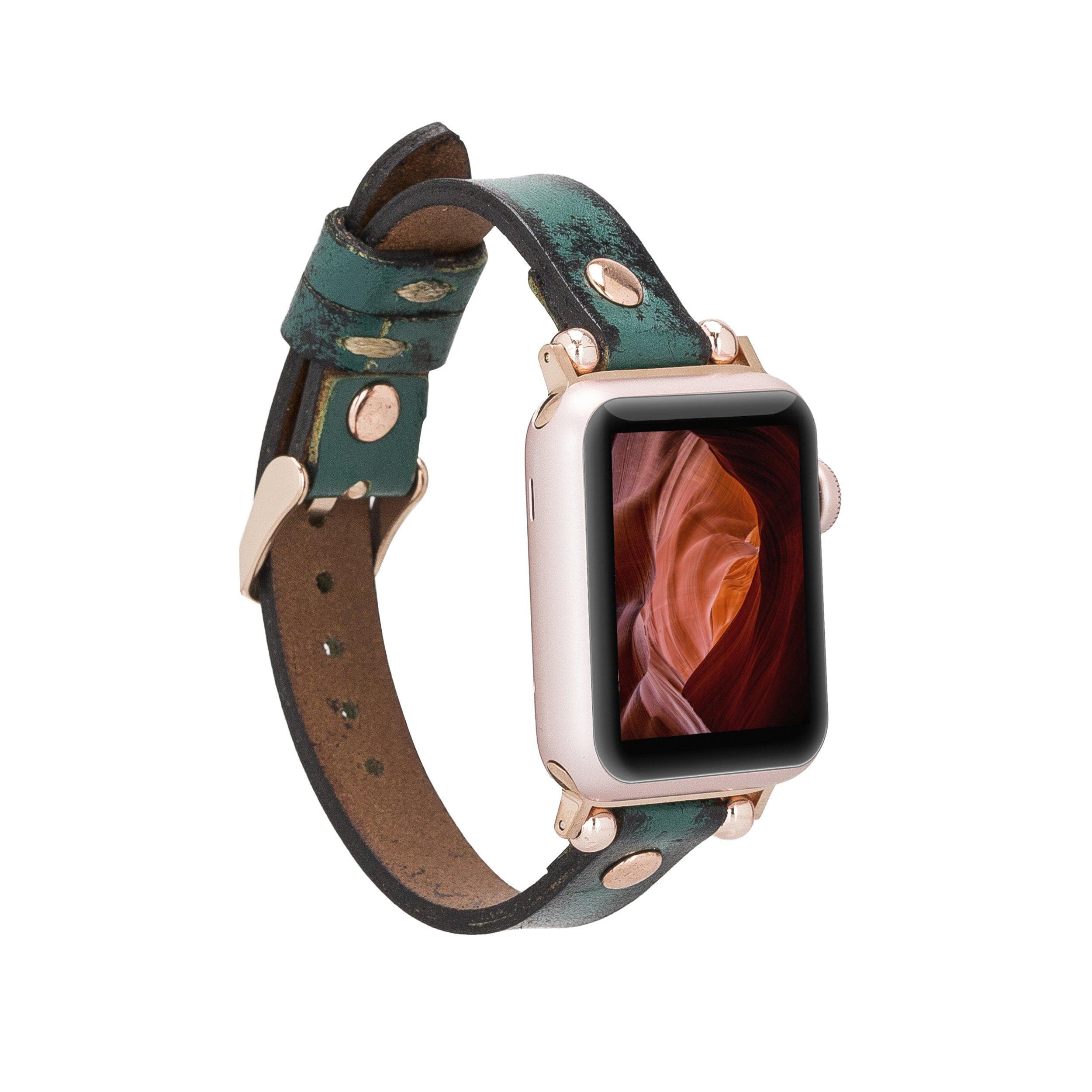 Ferro Leather Apple Watch Band with Rose Gold Trok