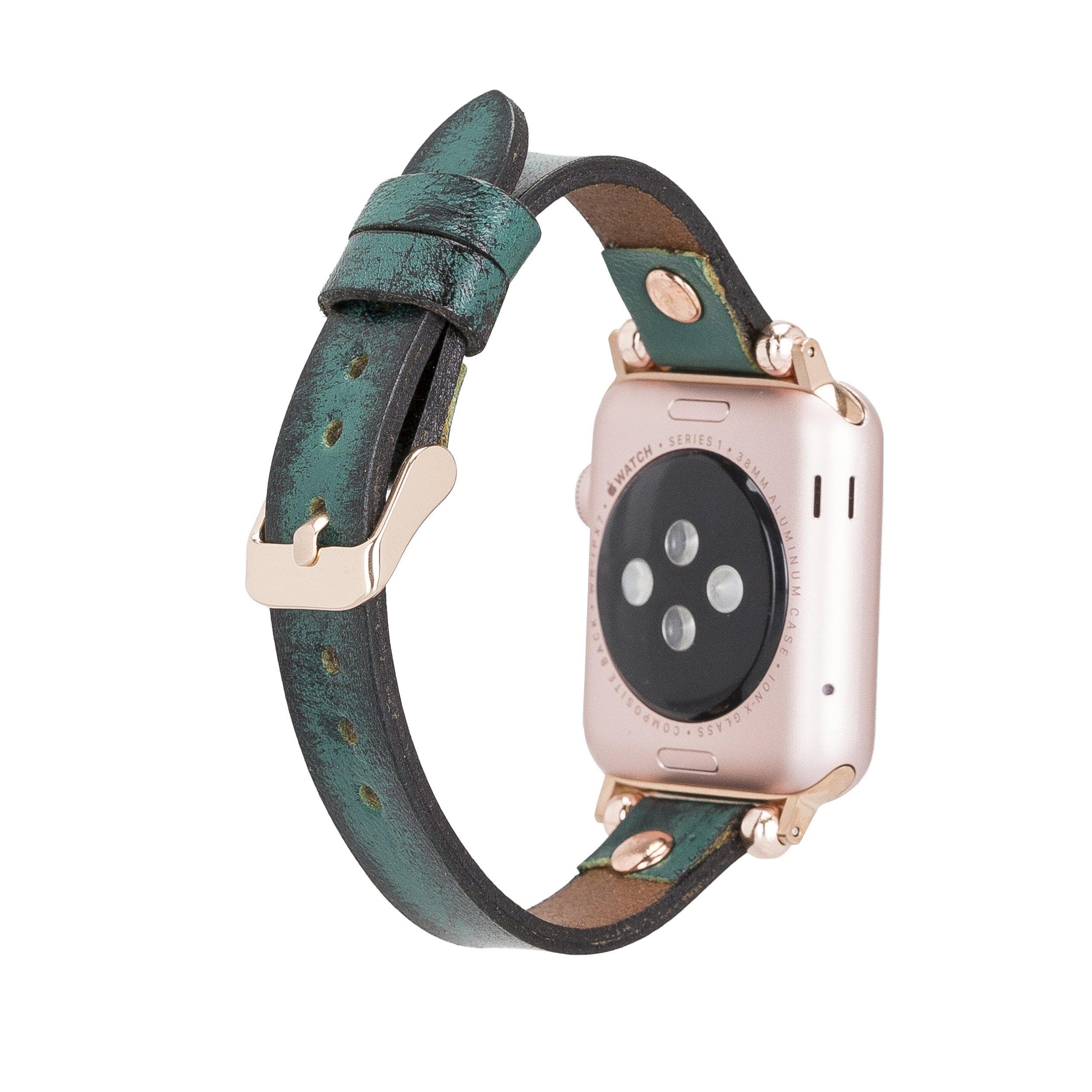Ferro Leather Apple Watch Band with Rose Gold Trok