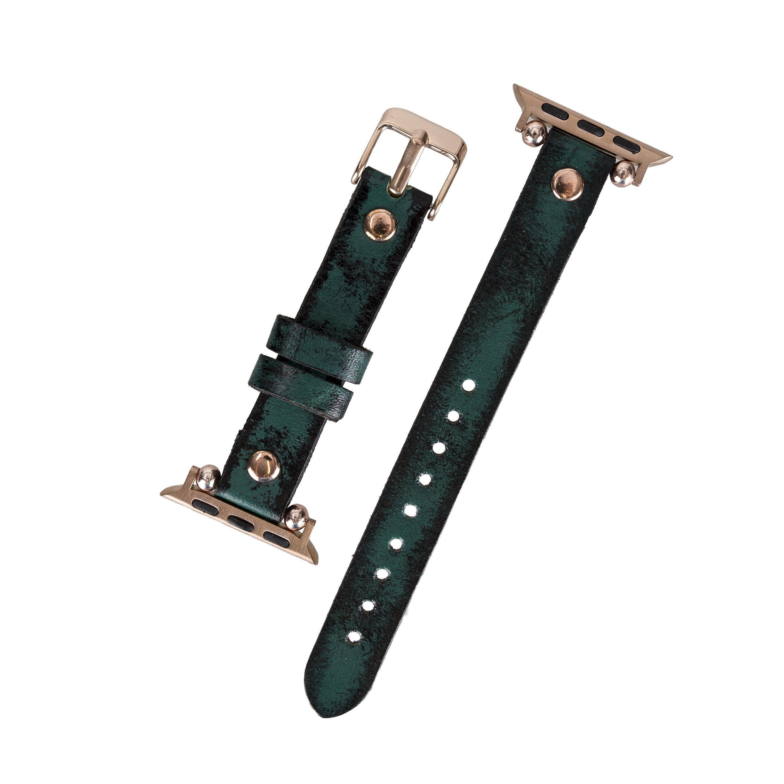 Ferro Leather Apple Watch Band with Rose Gold Trok