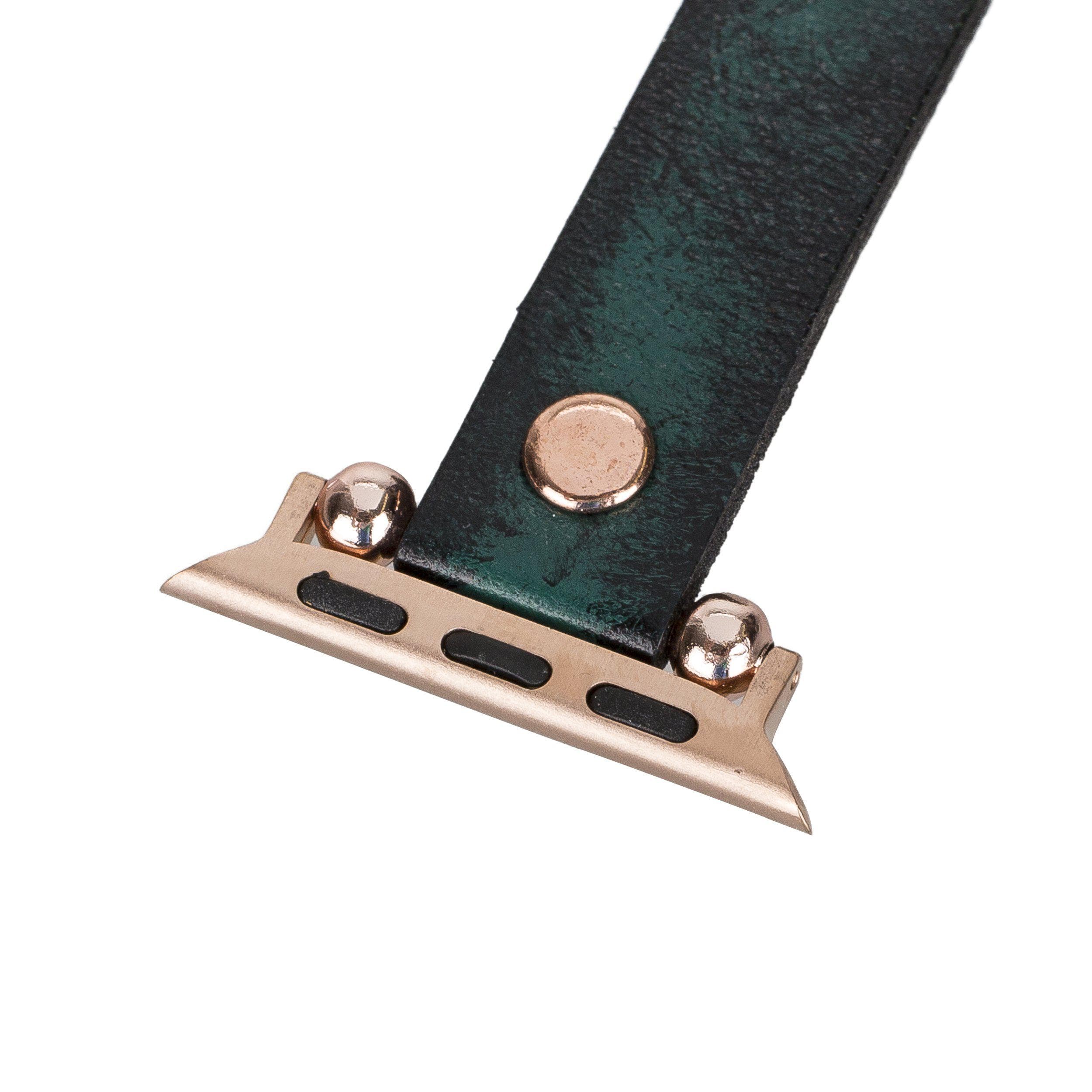 Ferro Leather Apple Watch Band with Rose Gold Trok