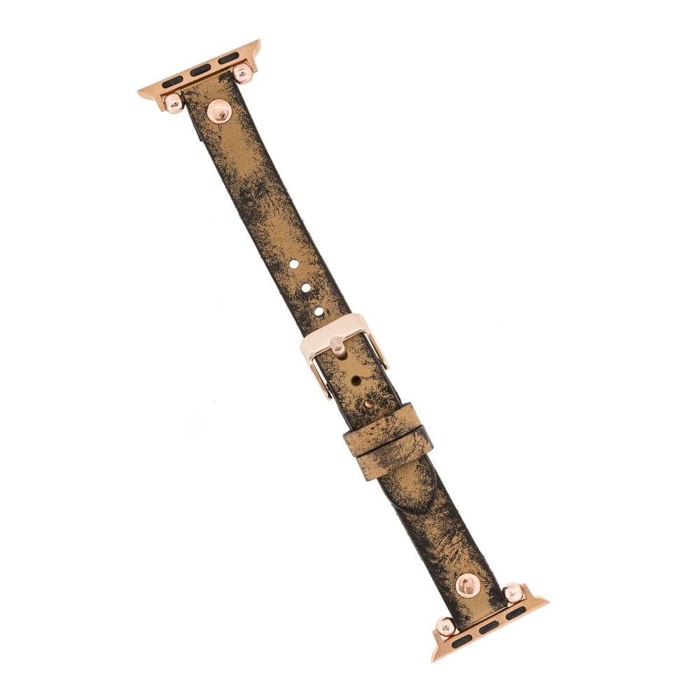 Ferro Leather Apple Watch Band with Rose Gold Trok