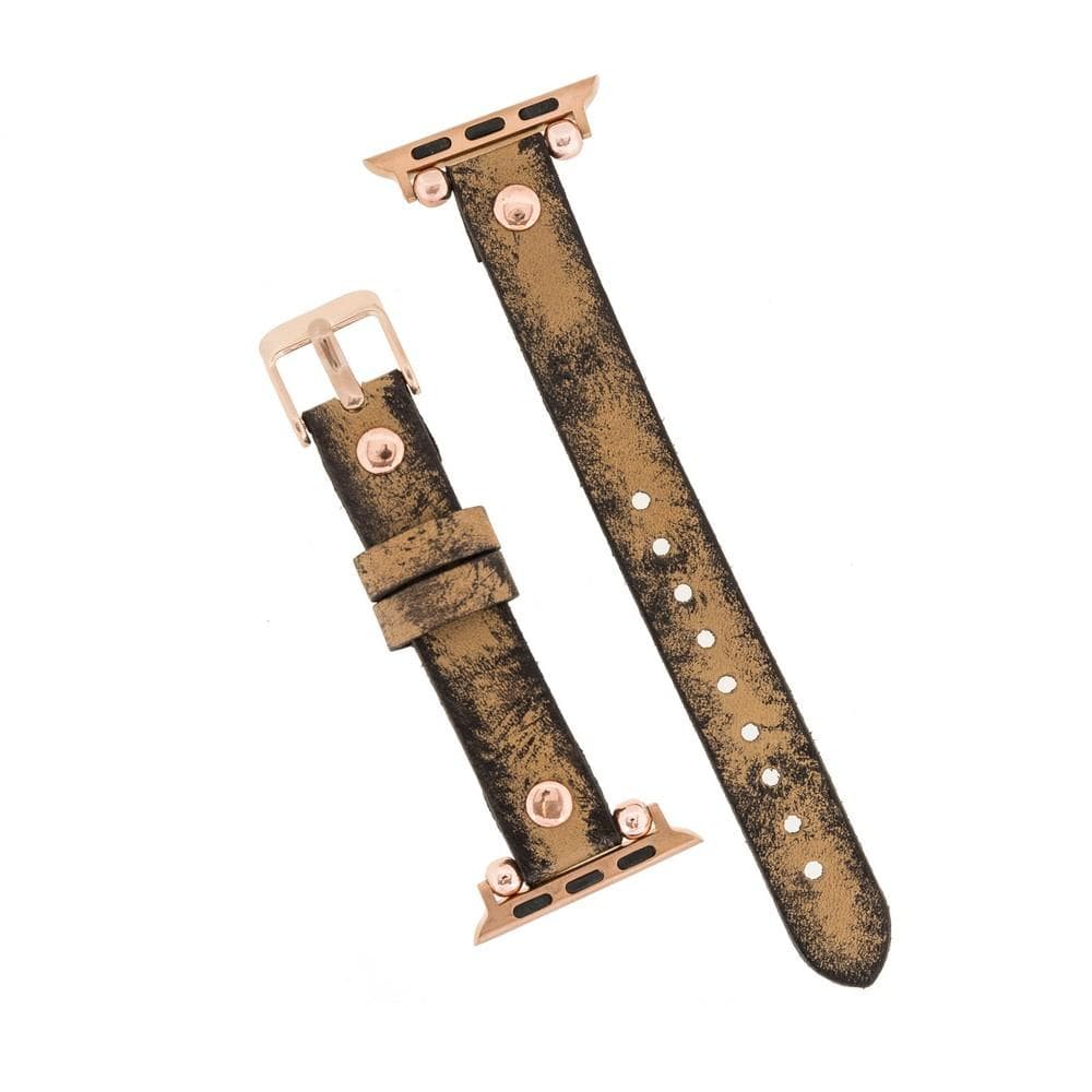 Ferro Leather Apple Watch Band with Rose Gold Trok