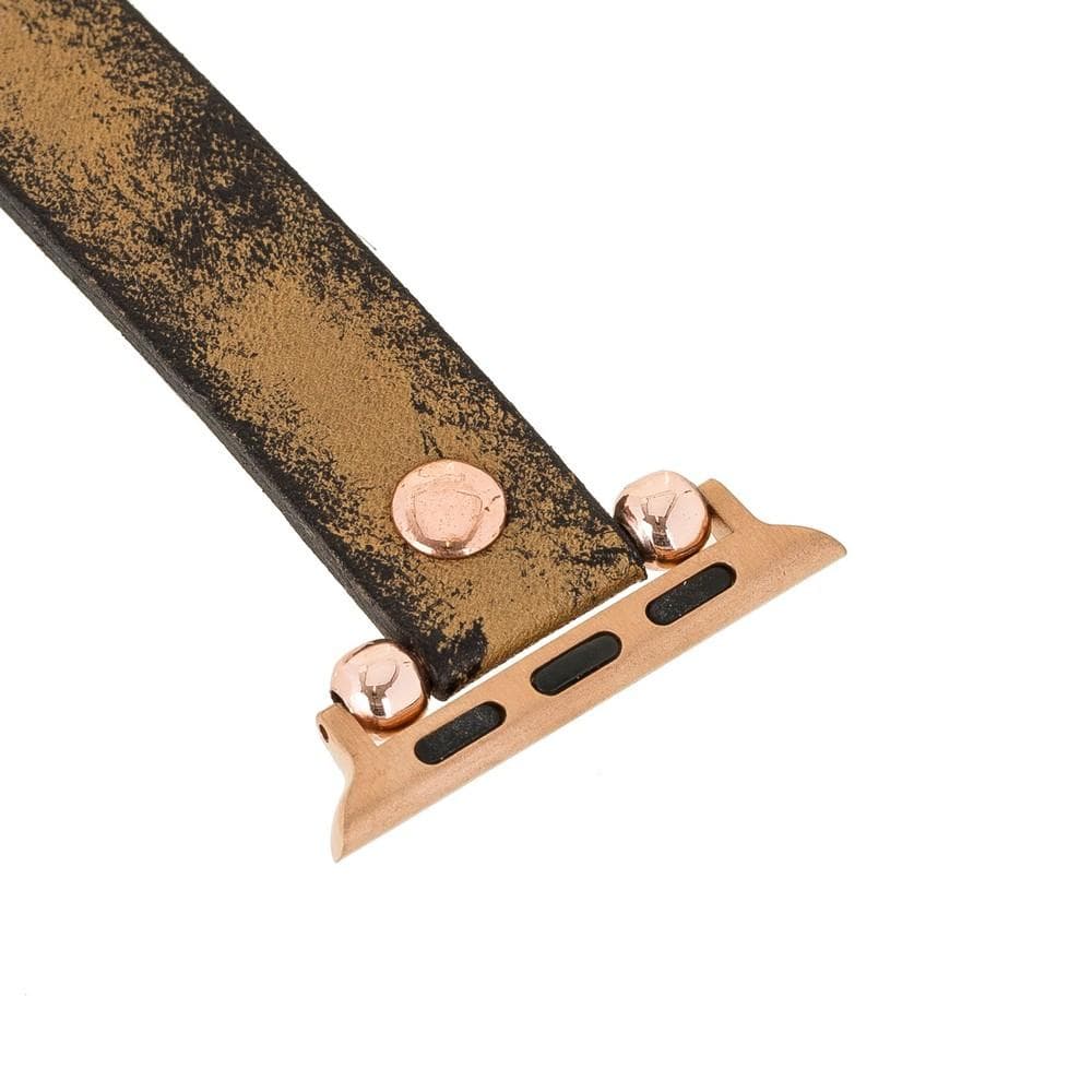 Ferro Leather Apple Watch Band with Rose Gold Trok