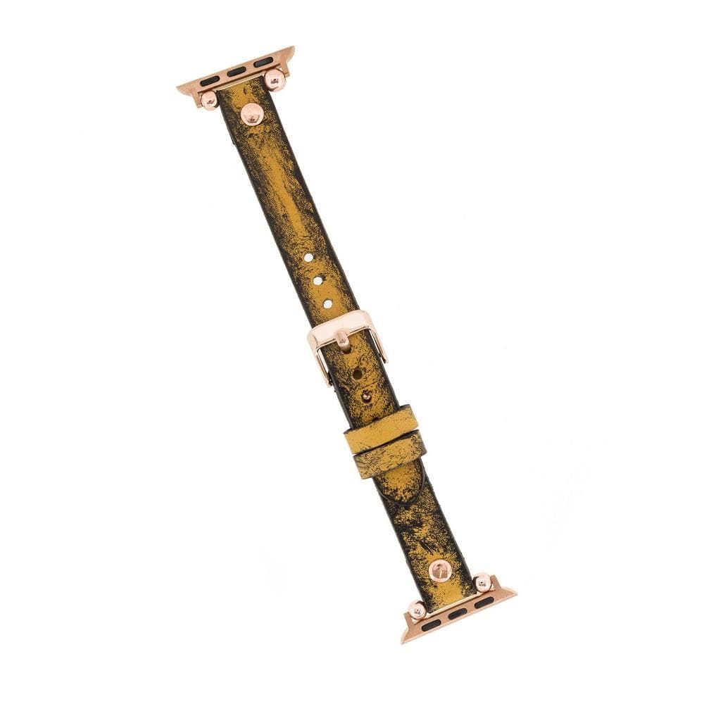Ferro Leather Apple Watch Band with Rose Gold Trok