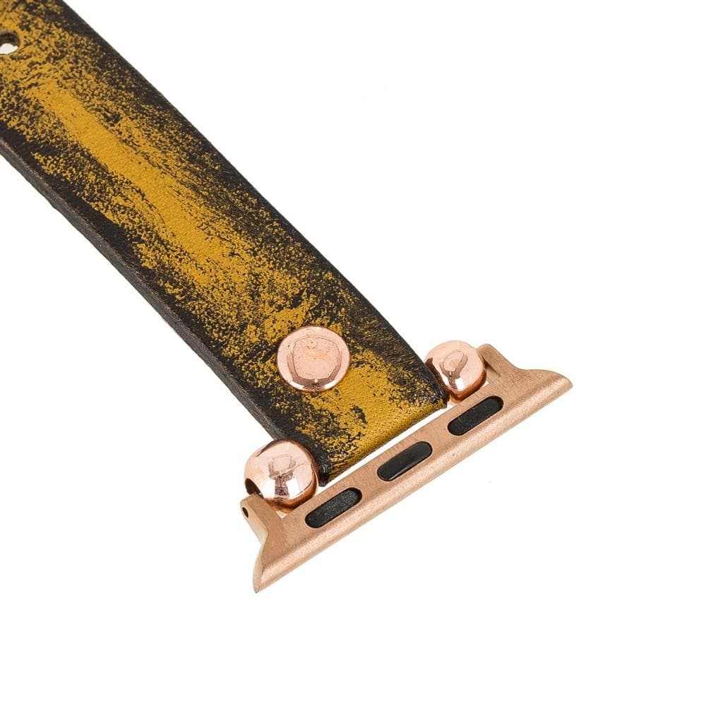 Ferro Leather Apple Watch Band with Rose Gold Trok