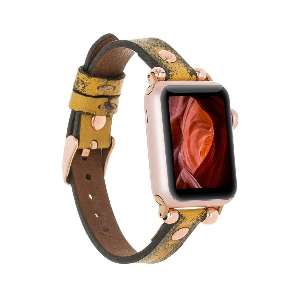 Ferro Leather Apple Watch Band with Rose Gold Trok