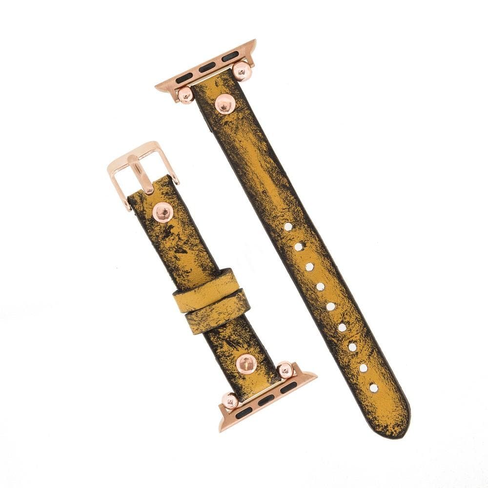 Ferro Leather Apple Watch Band with Rose Gold Trok