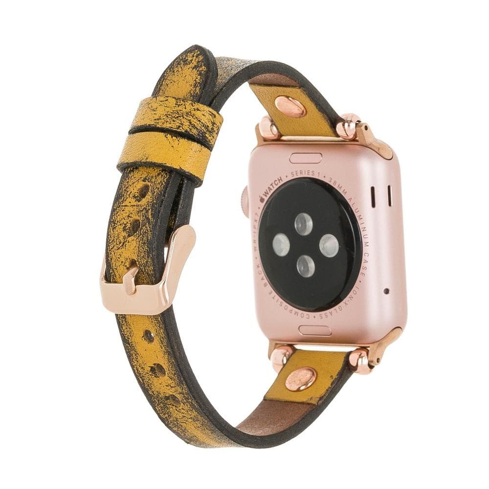 Ferro Leather Apple Watch Band with Rose Gold Trok
