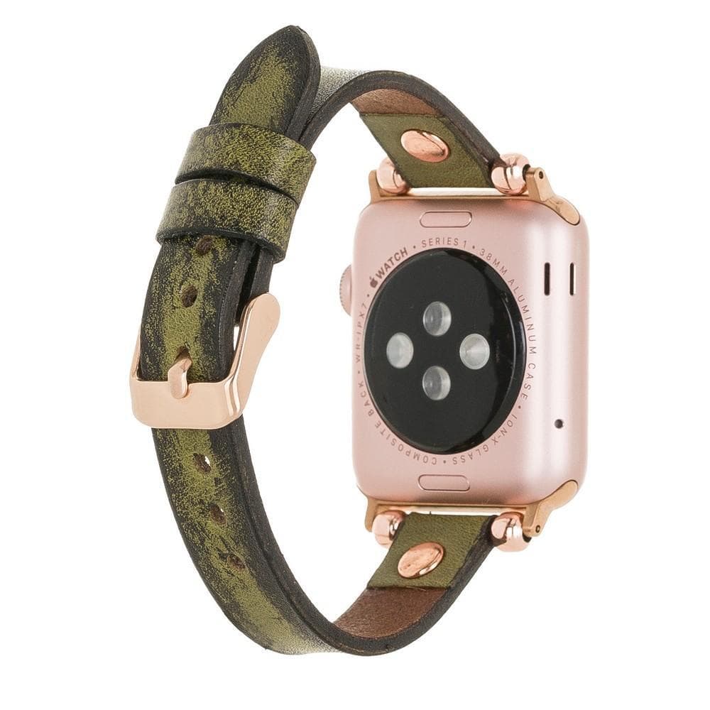 Ferro Leather Apple Watch Band with Rose Gold Trok