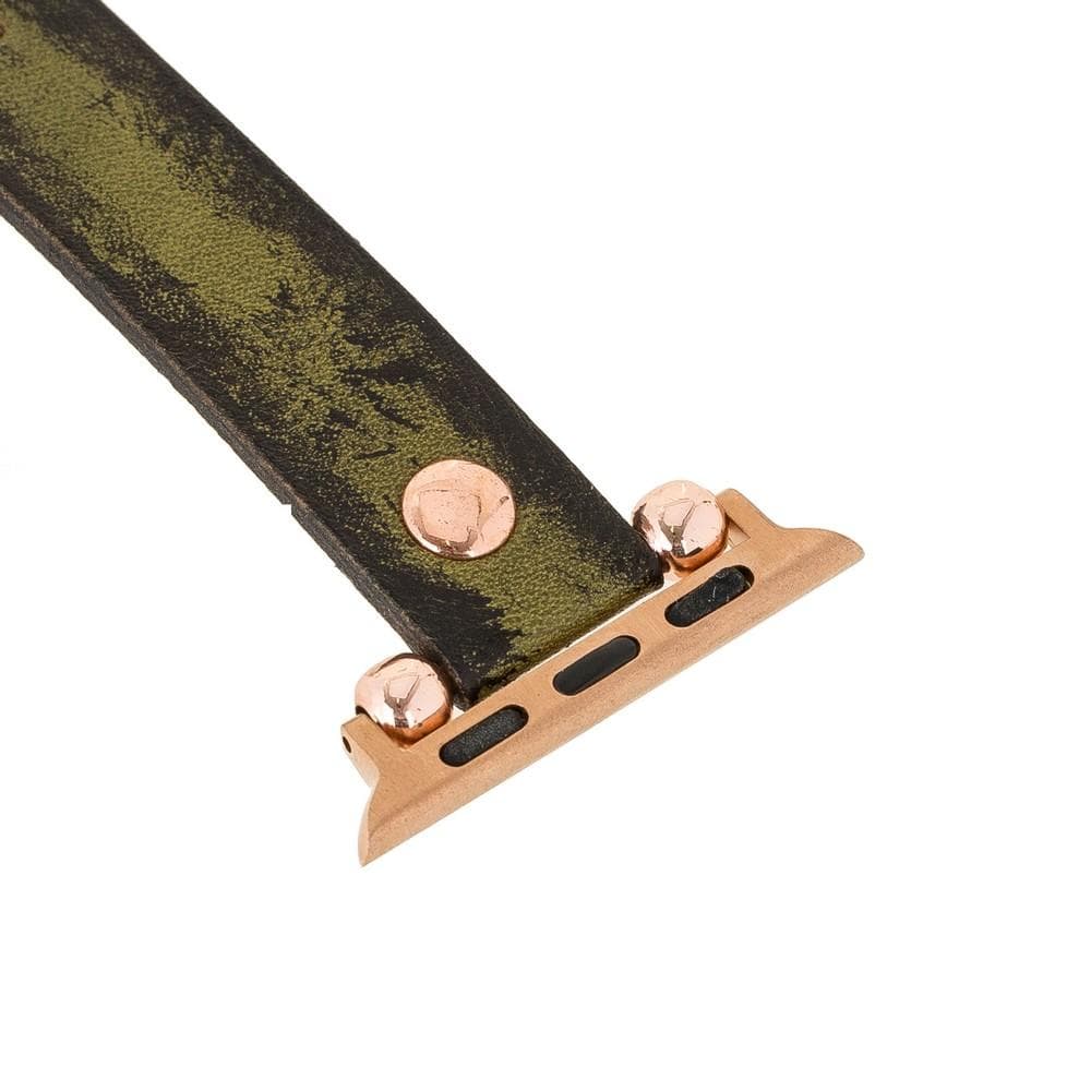 Ferro Leather Apple Watch Band with Rose Gold Trok