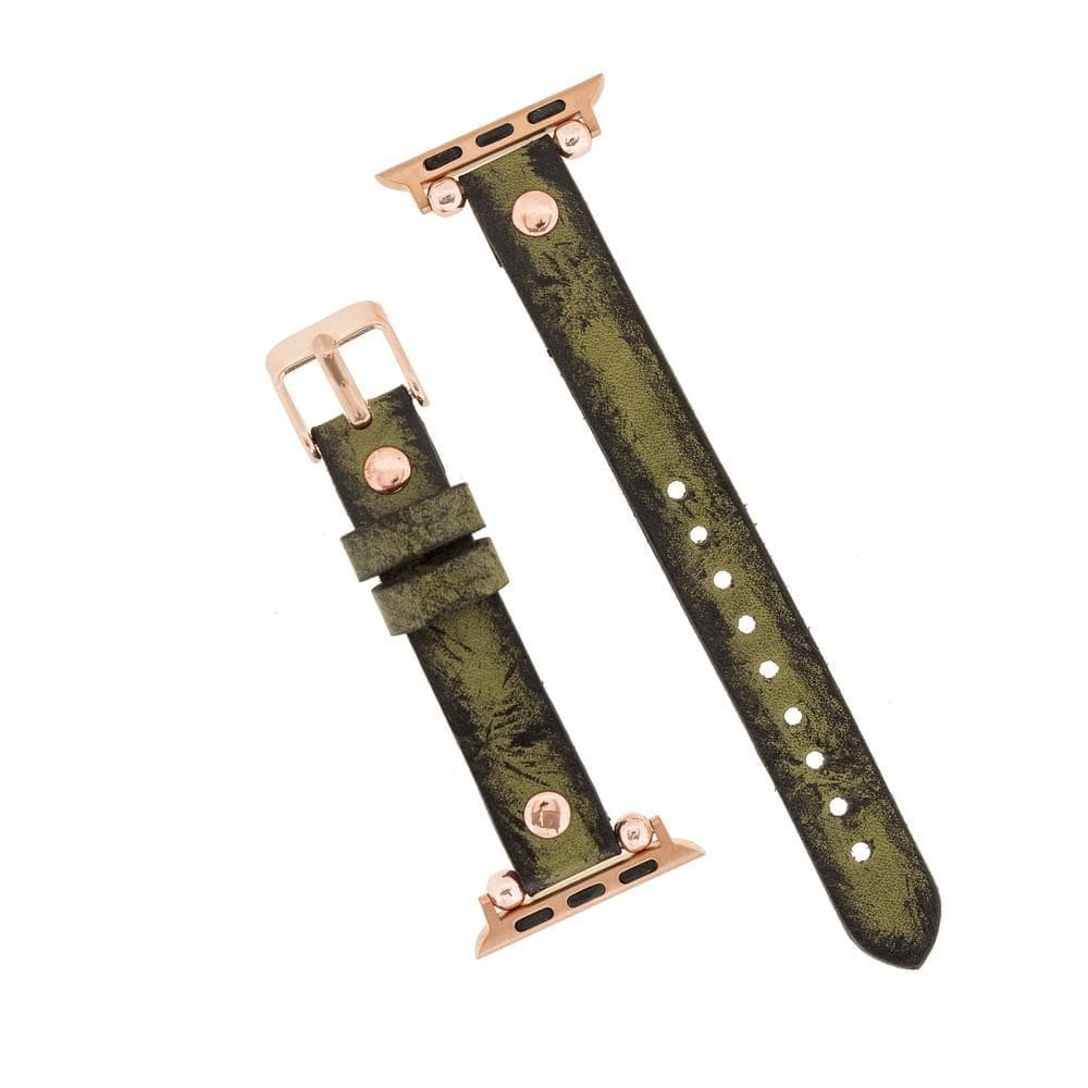 Ferro Leather Apple Watch Band with Rose Gold Trok