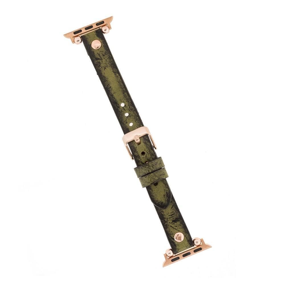 Ferro Leather Apple Watch Band with Rose Gold Trok
