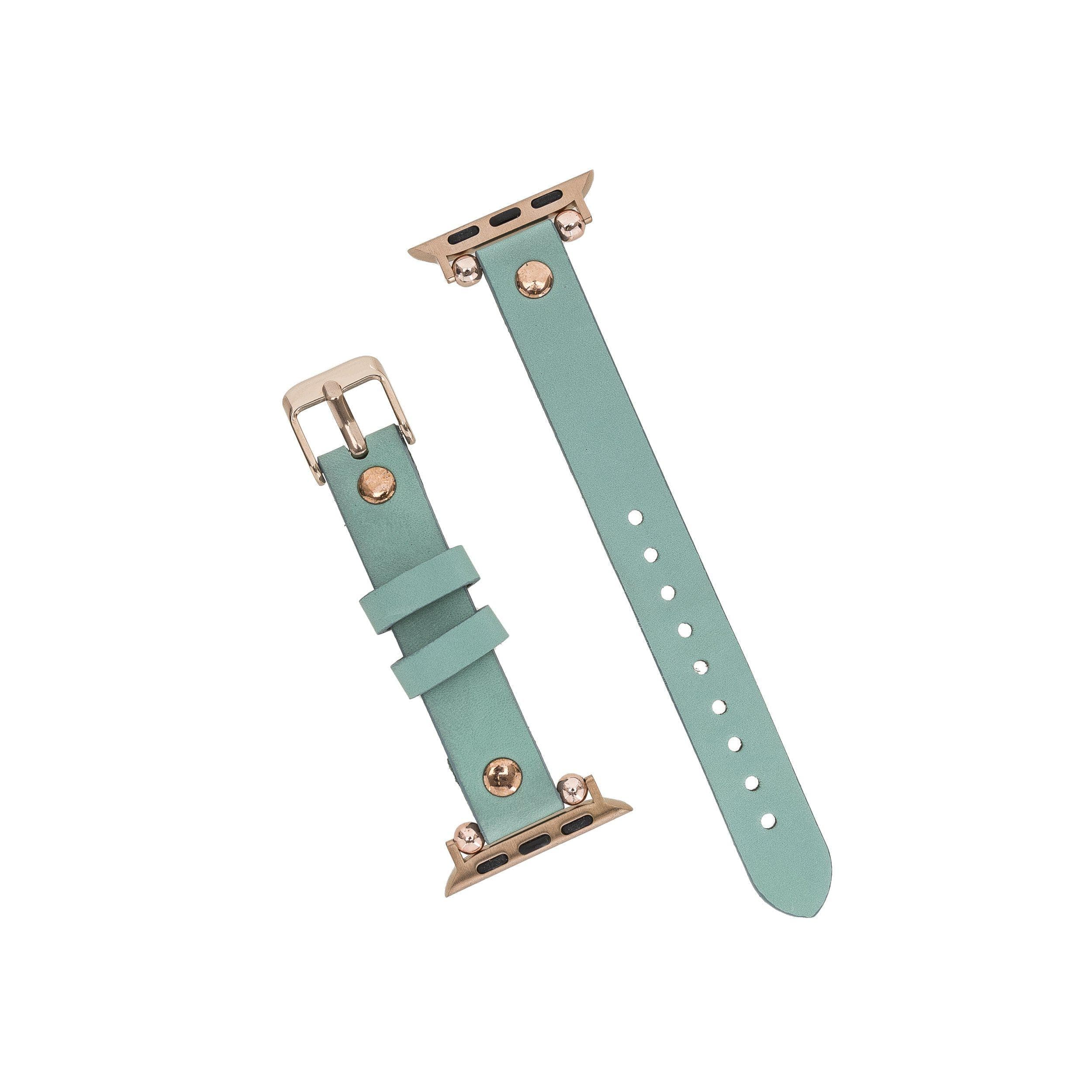 Ferro Leather Apple Watch Band with Rose Gold Trok