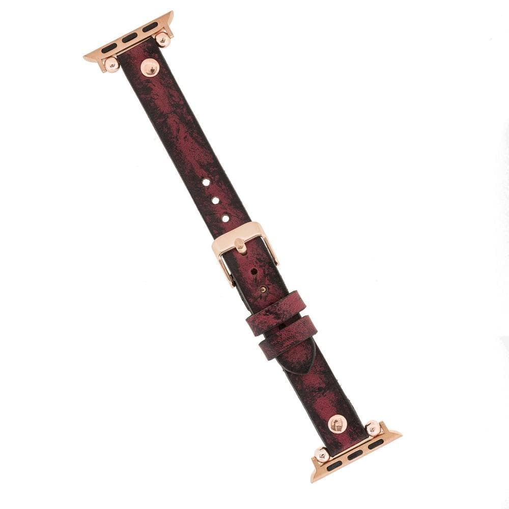 Ferro Leather Apple Watch Band with Rose Gold Trok