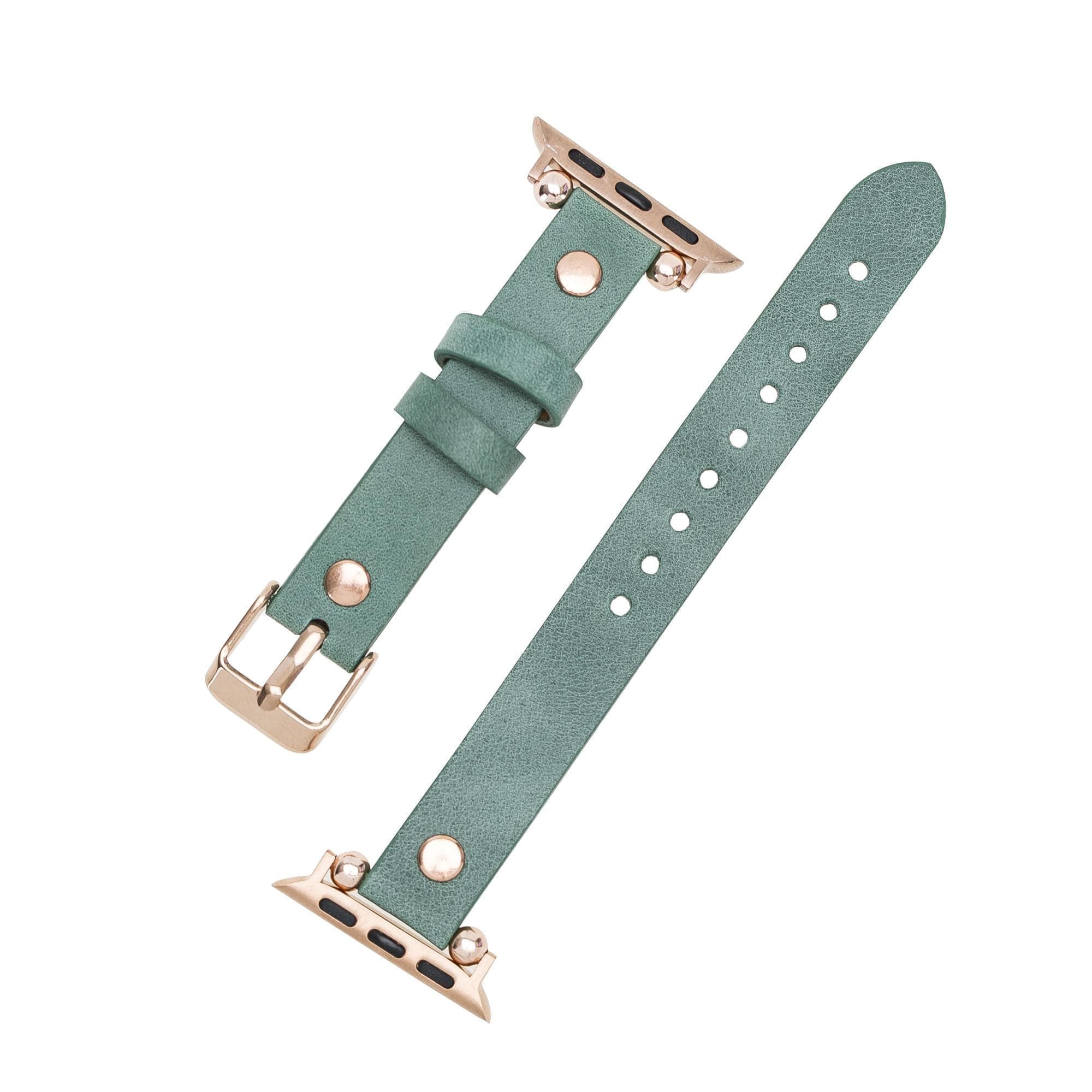 Ferro Leather Apple Watch Band with Rose Gold Trok