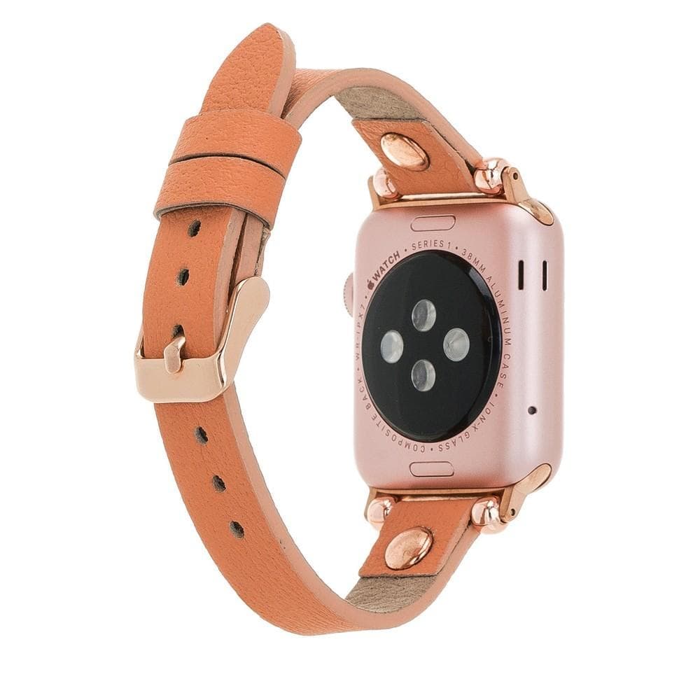 Ferro Leather Apple Watch Band with Rose Gold Trok