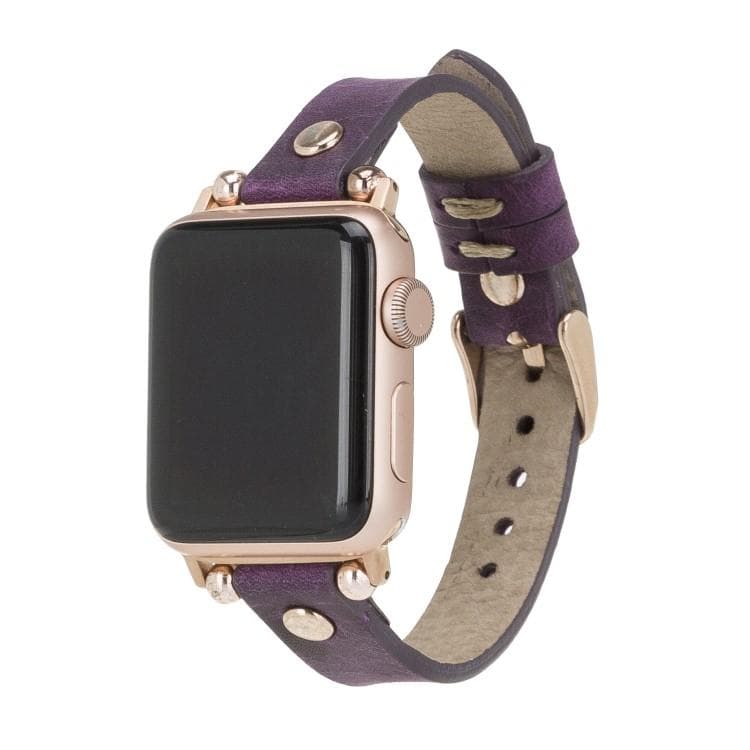 Ferro Leather Apple Watch Band with Rose Gold Trok