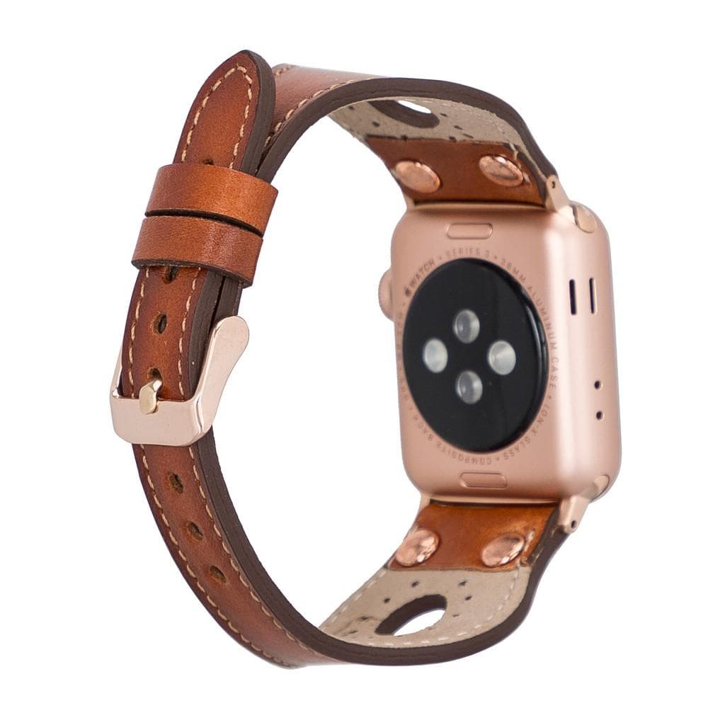 Ronda Leather Apple Watch Band with Rose Gold Trok