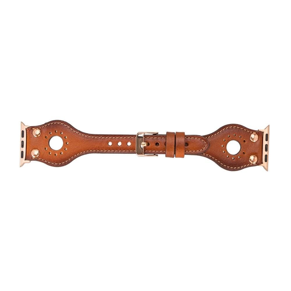 Ronda Leather Apple Watch Band with Rose Gold Trok